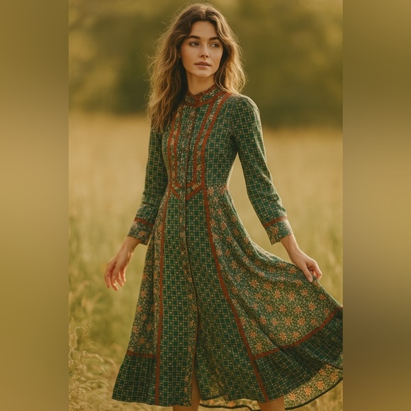 Gunne Sax Dresses & Skirts - GUNNE SAX Green Floral  Prairie Dress